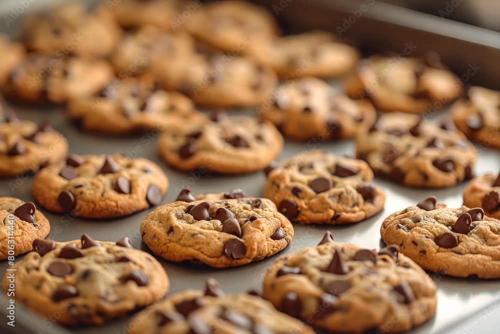 A tray of moist chocolate chip cookies