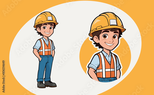 young man in vector, premium mascot, civil engineer logo design, civil engineering man