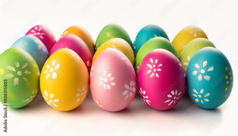 colorful easter eggs isolated on white background with clipping path