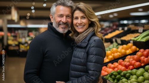 Happy couple at the grocery store © Adobe Contributor