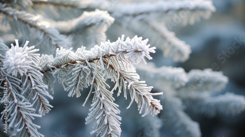 Close-up of a snow-covered fir branch © Adobe Contributor