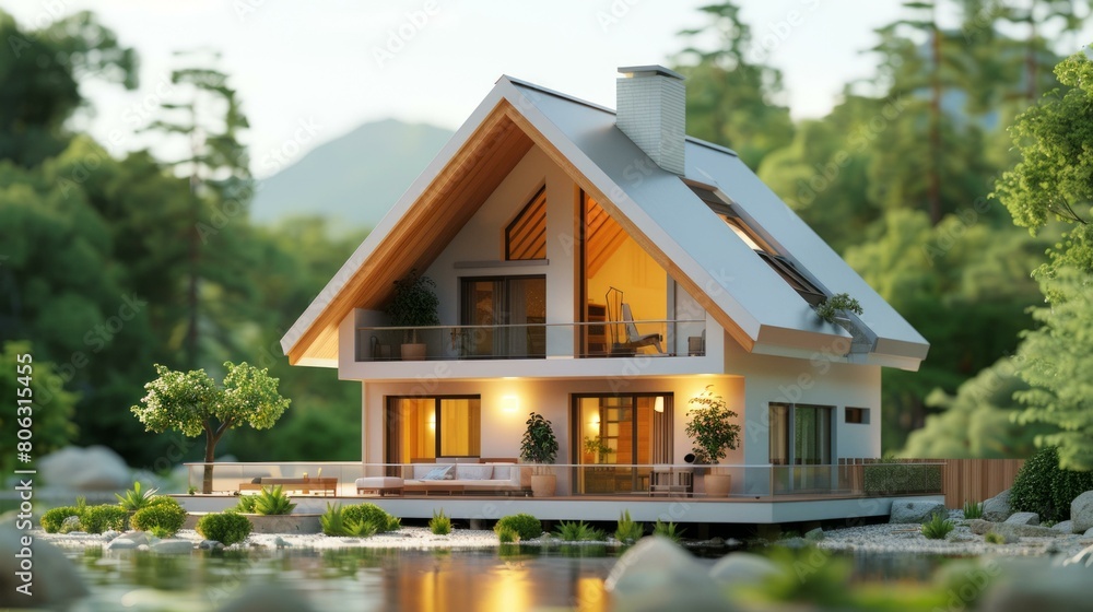 A modern house with a beautiful landscape