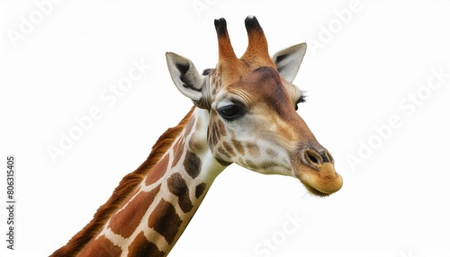 close up portrait of a african giraffe isolated on a white background as transparent png generative ai animal