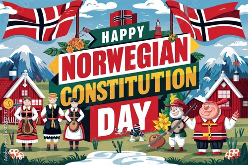 norwegian constitution day illustraston design.  photo
