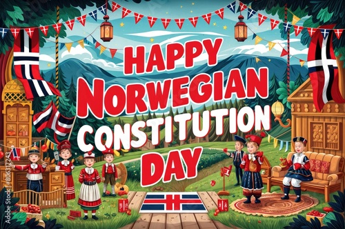 norwegian constitution day illustraston design. 