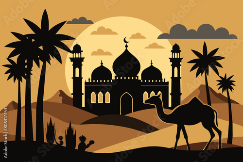 silhouette of a mosque