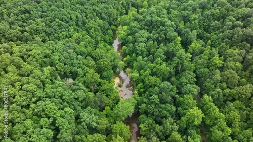 aerial drone view over kentucky forest photo