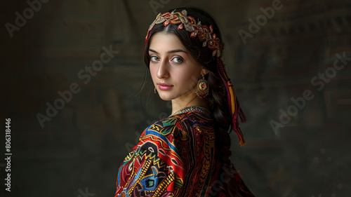pretty young woman in national clothes, woman with traditional clothes, pretty girl portrait