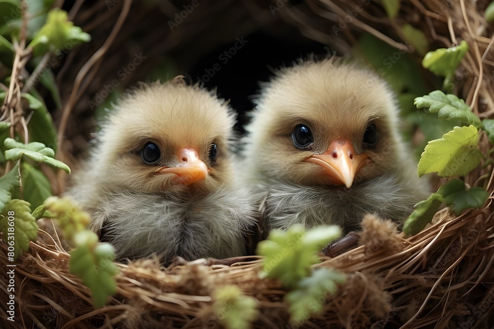 baby chicken and eggs