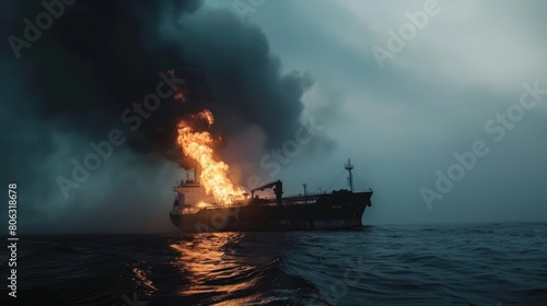 the ship caught fire in the middle of the ocean
