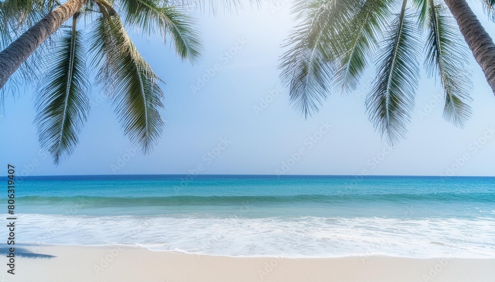 tropical beach with coconut palm tree summer vacation concept