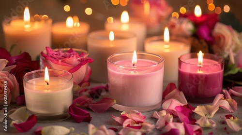 candles in various romantic scents with rose