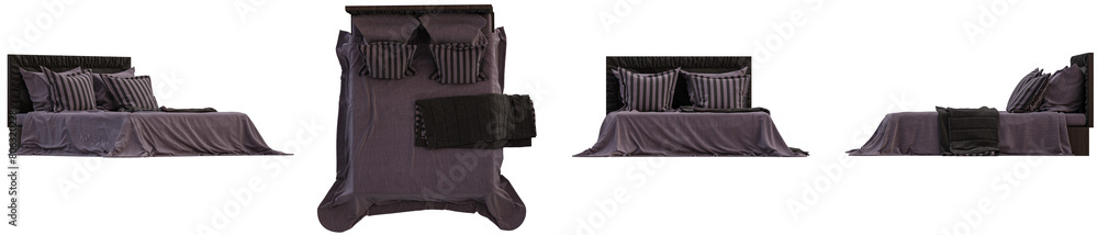 Classic bed Interior decoration set in 3d rendering Classic bed Interior decoration set in 3d rendering
