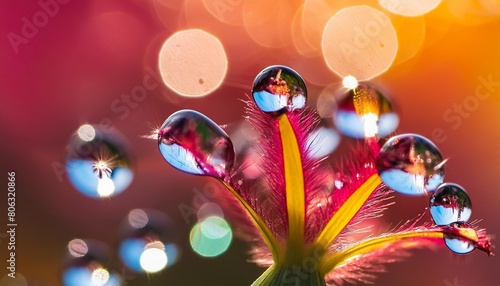 flower with dew dop beautiful macro photography with abstract bokeh background photo