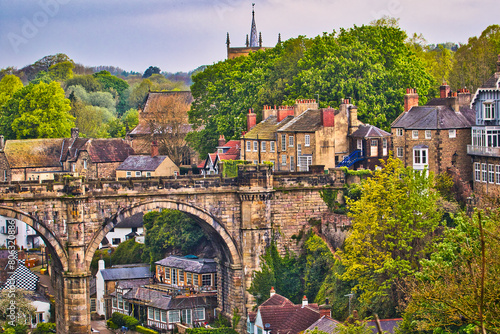 Historic Town with Stone Bridge in Knaresborough, North Yorkshire