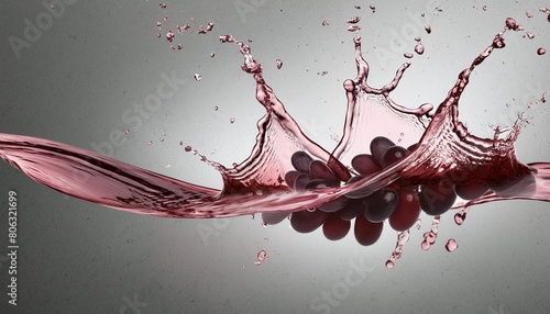 liquid wine splash with drops against isolated demarcated transparent background png photo