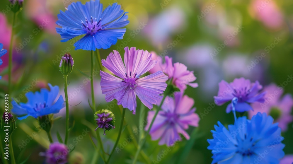 These vivid wildflowers showcase the natural beauty of untamed flora in a sunlit field, inviting tranquility and admiration These vivid wildflowers showcase the natural beauty of untamed flora in a sunlit field, inviting tranquility and admiration
