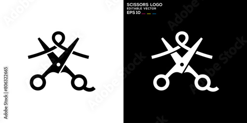 Vector design template of scissors logo.
Cutting, shaving, salon. Symbol icon EPS 10