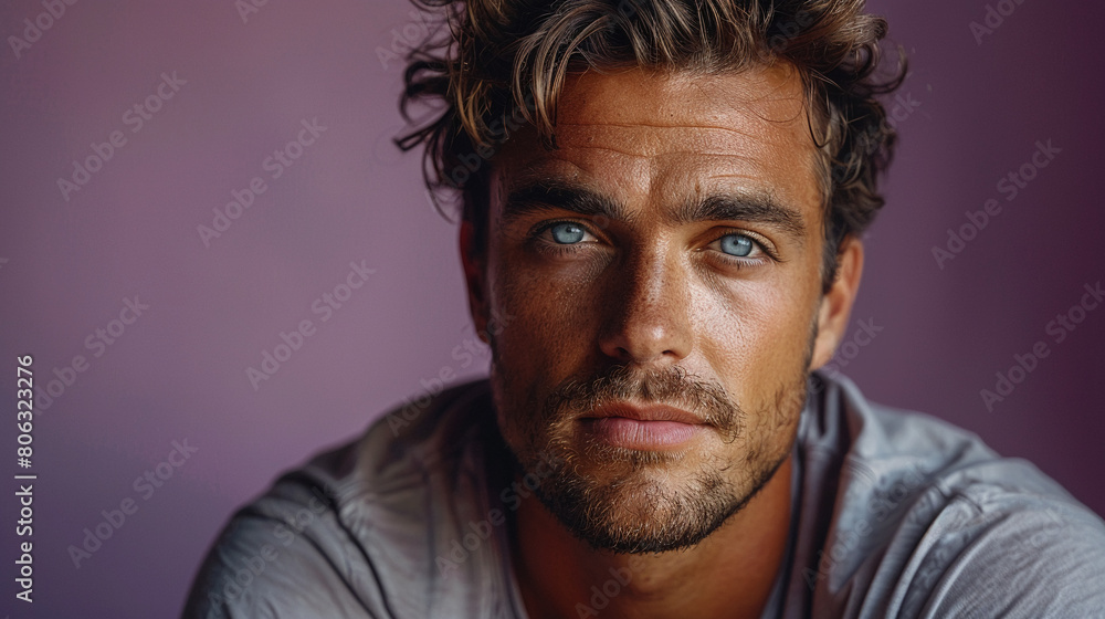 Professional studio photo portrait of a attractive handsome man, beautiful guy with beard, a person, with a pronounced emotional expression, widescreen 16:9 Professional studio photo portrait of a attractive handsome man, beautiful guy with beard, a person, with a pronounced emotional expression, widescreen 16:9