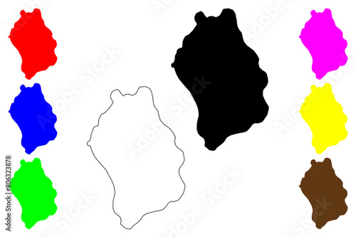 Lobos island (Kingdom of Spain, Canary Islands) map vector illustration, scribble sketch Lobos map