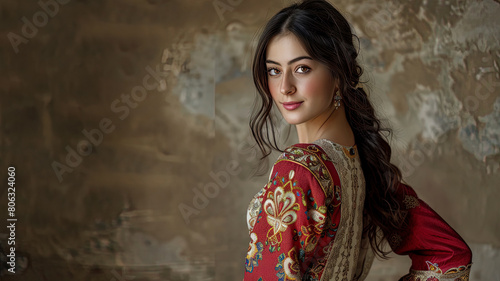 pretty young woman in national clothes, woman with traditional clothes, pretty girl portrait