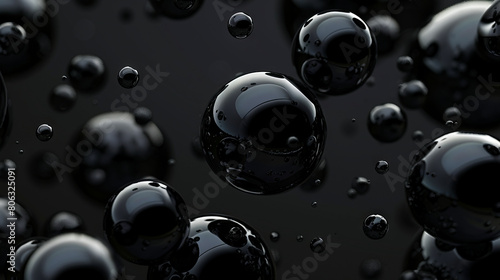 Black oil drops on a black background. photo