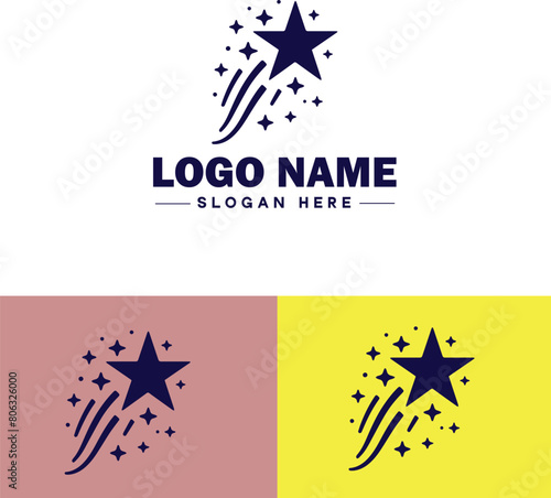 shooting star icon Meteor Meteoroid Falling star flat logo sign symbol editable vector