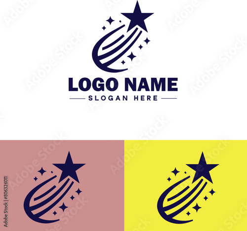 shooting star icon Meteor Meteoroid Falling star flat logo sign symbol editable vector