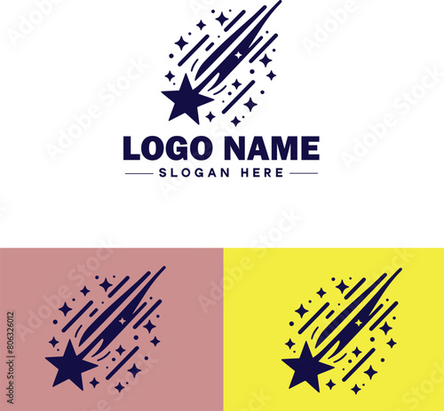 shooting star icon Meteor Meteoroid Falling star flat logo sign symbol editable vector