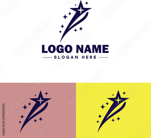 shooting star icon Meteor Meteoroid Falling star flat logo sign symbol editable vector