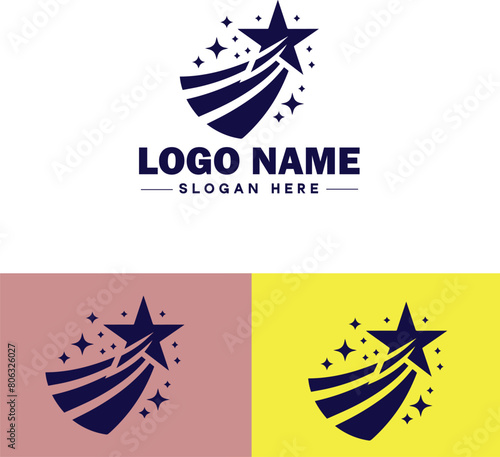 shooting star icon Meteor Meteoroid Falling star flat logo sign symbol editable vector