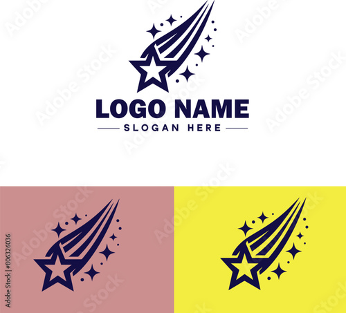 shooting star icon Meteor Meteoroid Falling star flat logo sign symbol editable vector
