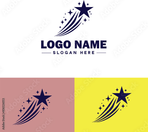 shooting star icon Meteor Meteoroid Falling star flat logo sign symbol editable vector