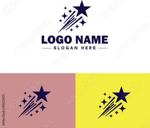 shooting star icon Meteor Meteoroid Falling star flat logo sign symbol editable vector