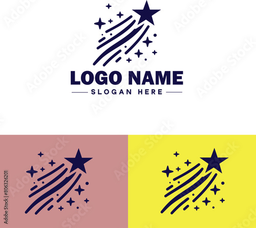 shooting star icon Meteor Meteoroid Falling star flat logo sign symbol editable vector