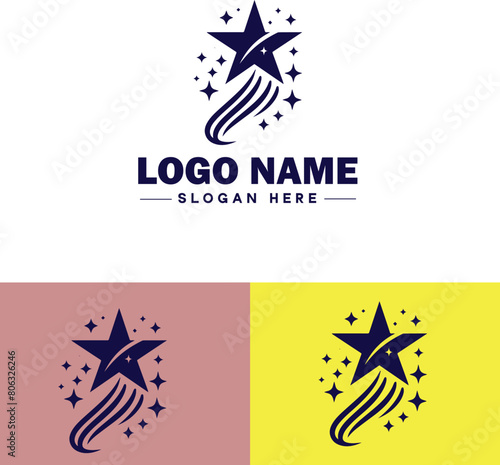 shooting star icon Meteor Meteoroid Falling star flat logo sign symbol editable vector