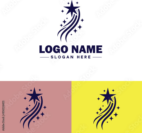 shooting star icon Meteor Meteoroid Falling star flat logo sign symbol editable vector