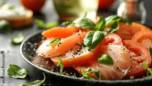 Delicious and Nutritious Omega--Rich Recipes: Caprese Salad and Tomato Bruschetta. Concept Healthy Cooking, Nutrient-Rich Dishes, Mediterranean Delights