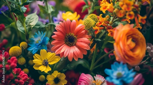 Colorful flowers in a bouquet.