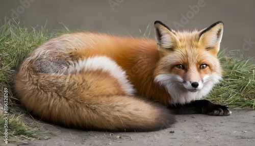 A Fox With Its Tail Curled Around Its Body In Comf