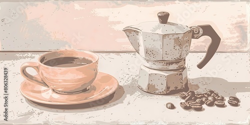 a cup of coffee, a poster background image of a coffee cup, coffee beans