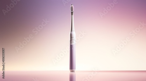 A solitary white toothbrush rests peacefully on a wooden table, waiting for its next use