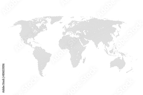 World map with lines