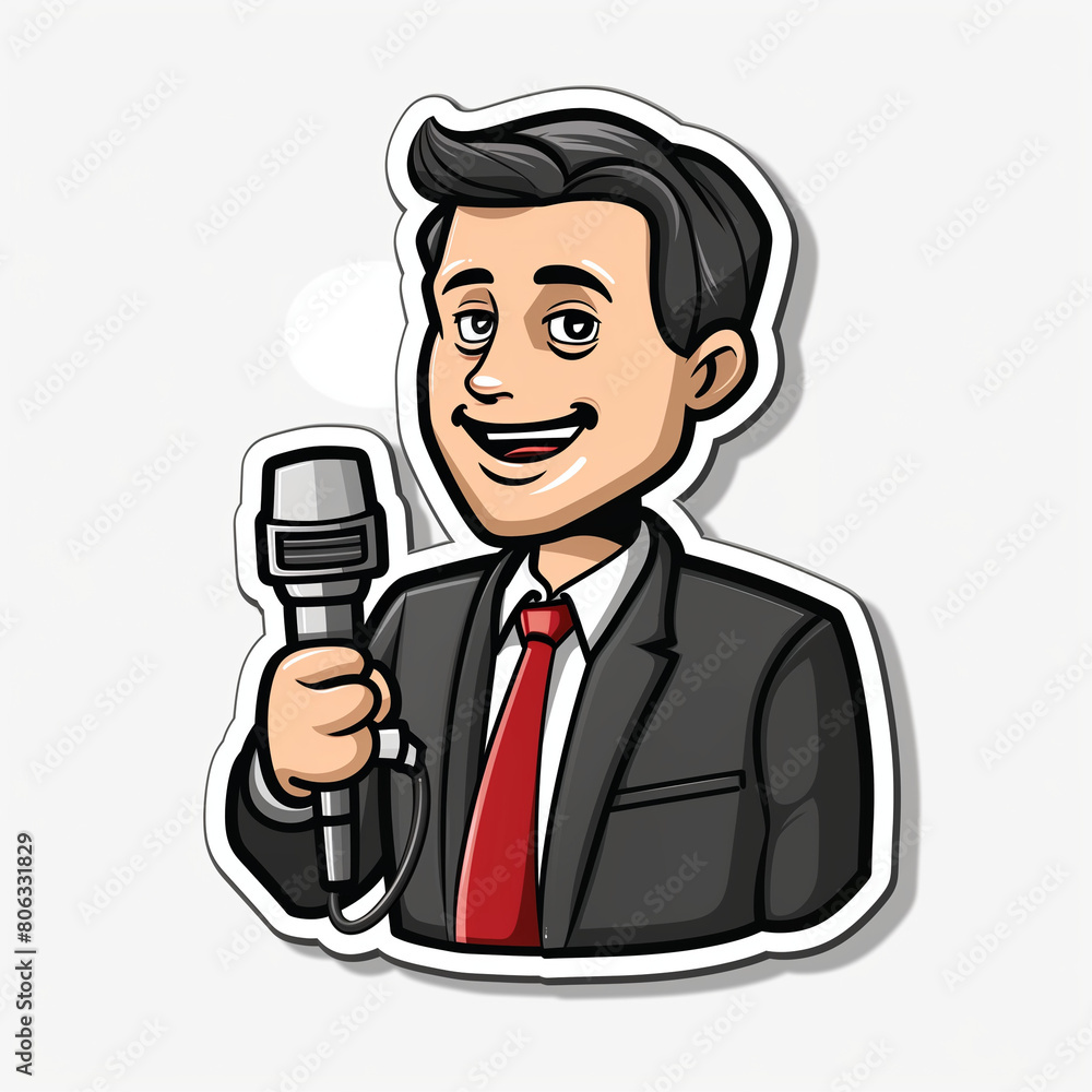 radio broadcaster, bright sticker on a white background radio broadcaster, bright sticker on a white background