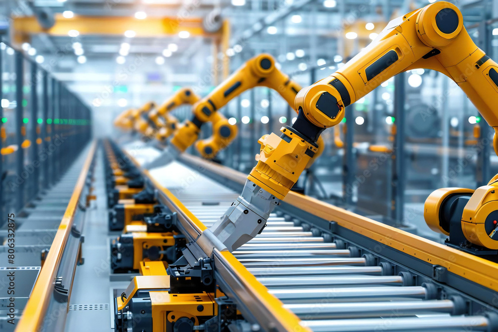 Efficient Automation: Modern Robotic Arms in Factory Production Line