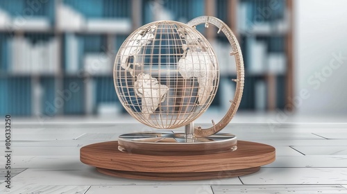Elegant spinning globe model on a dark wood base, ideal for sophisticated study or library decor