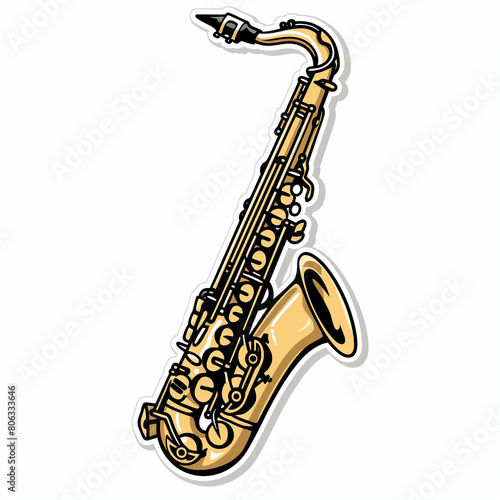 Saxophone  bright sticker on a white background