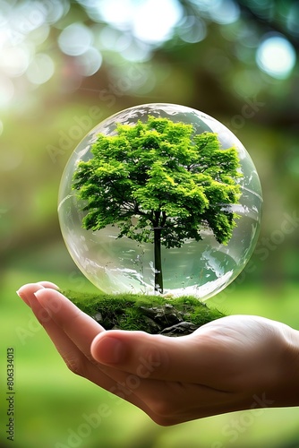 hands holding small tree , concept of life care on earth and nature protection, environment day wallpaper