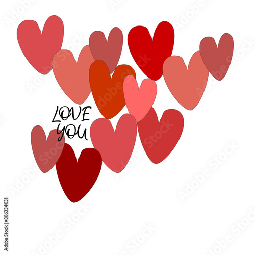 a lot of red hearts, symbol of love and emotion