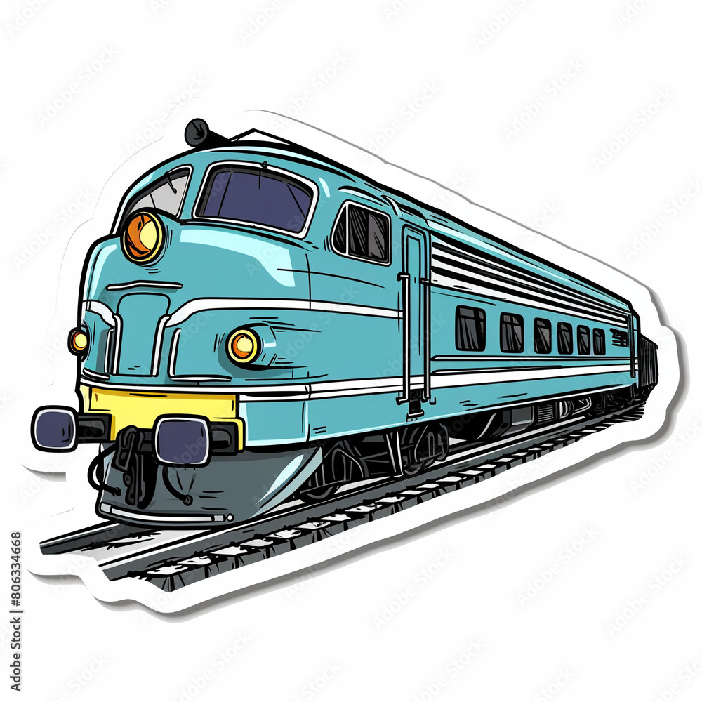 Train, bright sticker on a white background